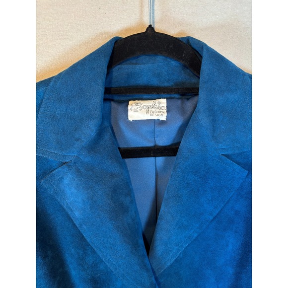 Sofia Handmade 3‑Piece Women's Suit Medium Blue Vintage Fitted Jacket Skirt Top - Picture 14 of 16